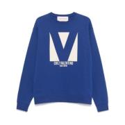 Blauwe Ronde Hals Sweater Valentino , Blue , Heren