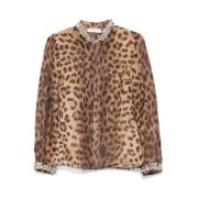 Luipaardprint Linnen-Zijden Bodysuit Zimmermann , Brown , Dames