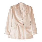 Fluweelachtige Katoenmix Dubbelborst Jas Brunello Cucinelli , Beige , ...