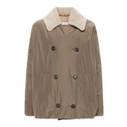 Bruin/Beige Shearling Jas met Monile Detail Brunello Cucinelli , Beige...