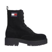 Zwarte Veterschoenen voor Vrouwen Tommy Jeans , Black , Dames