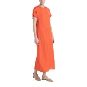 Lange viscose satijnen jurk Peserico , Red , Dames