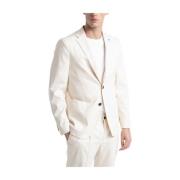 Katoen, tencel en wol single-breasted blazer Peserico , Beige , Heren