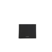 Zwarte leren billfold portemonnee Jil Sander , Black , Heren