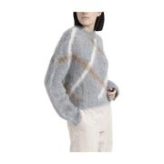 Alpaca en merino trui met diamantpatroon Peserico , Gray , Dames