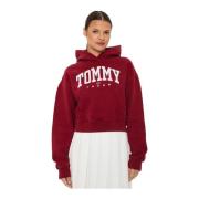 Rode Varsity Logo Hoodie Sweatshirt Tommy Jeans , Red , Dames