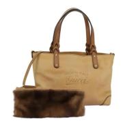 Pre-owned Leather handbags Gucci Vintage , Beige , Dames