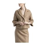 Wollen en mohair cropped blazer Peserico , Brown , Dames