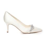 Witte Juweel Versierde Stiletto Hak Pumps Manolo Blahnik , White , Dam...