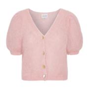 Roze V-hals Kort Vestje American Dreams , Pink , Dames