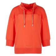 Materialmix Blouse met Schalkraag Marc Cain , Orange , Dames