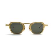 Gouden Vierkante Zonnebril met Grijze Lens Thom Browne , Yellow , Here...