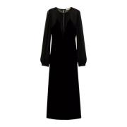 Lange Jurk met Elegant Ontwerp Twinset , Black , Dames