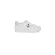 Zilveren Leren Sneakers voor Vrouwen Calvin Klein , White , Dames