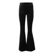 Fluwelen Stretch Broek met Iconische Patch Paige , Black , Dames