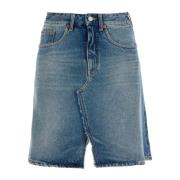 Denim Mini Rok met Dubbele Split MM6 Maison Margiela , Blue , Dames