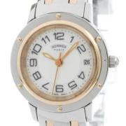 Pre-owned Stainless Steel watches Hermès Vintage , White , Dames