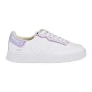 Witte leren sneakers met paarse accenten Premiata , White , Dames