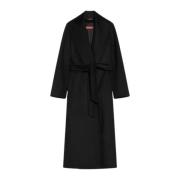 Zwarte Wol Drap Ochtendjas Jas Max Mara Studio , Black , Dames