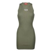 Mouwloze Geribbelde Viscose Jurk Diesel , Green , Dames