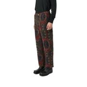 Rode Multi Fadi Pant met Jacquard Patroon Soulland , Brown , Dames