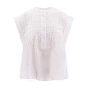 Gerimpelde en Geplooide Mouwloze Top Isabel Marant Étoile , White , Da...