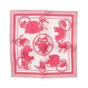 Pre-owned Canvas scarves Hermès Vintage , Pink , Dames