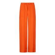 Zijden Zwarte Crepe Broek Elastische Taille P.a.r.o.s.h. , Orange , Da...