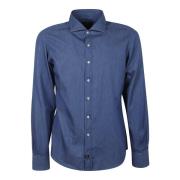 Chambray Overhemd Fay , Blue , Heren