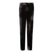 Fluwelen Zijden Zwarte Broek met Rits P.a.r.o.s.h. , Black , Dames