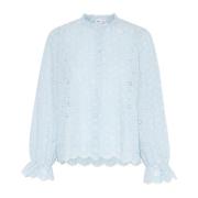 Blauwe Chambray Blouse met Knoopsluiting Saint Tropez , Blue , Dames