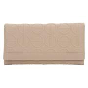 Dames Beige Leren Continental Wallet Estro , Beige , Dames