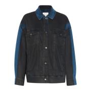 Oversized Denim Jack Blauw/Zwart Gewassen Gestuz , Black , Dames