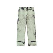 Stonewashed Denim Sportbroek Oamc , Gray , Heren