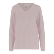 Roze Cashmere V-hals Trui Allude , Pink , Dames