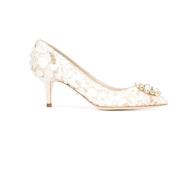 Bloemen Kant Grijze Pumps Dolce & Gabbana , Beige , Dames