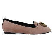 Elegante Roze Velvet Devotion Loafers Dolce & Gabbana , Pink , Dames