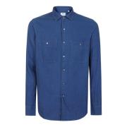 Donkere Denim Katoenen Overhemd Aspesi , Blue , Heren