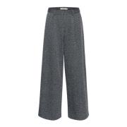 Blauwe Twill Structuur Wijde Pijp Broek Gestuz , Gray , Dames