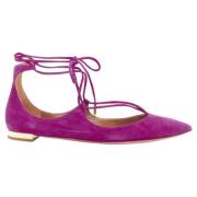 Pre-owned Suede flats Aquazzura Pre-owned , Purple , Dames