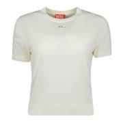 Korte Mouw A-Lijn Gebreide Top Diesel , White , Dames