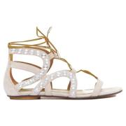 Pre-owned Suede sandals Aquazzura Pre-owned , Beige , Dames