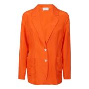 Zijden Crepe de Chine Zwarte Jas P.a.r.o.s.h. , Orange , Dames