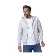 Grijze Gestreepte Hoodie met Rits Eleventy , Gray , Heren