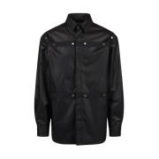 Ruimvallend shirt in koele chinched wol Iceberg , Black , Heren