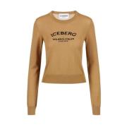 Trui met ronde hals en logo Iceberg , Beige , Dames