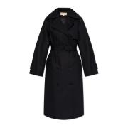 Katoenen Trenchcoat met Ceintuur Michael Kors , Black , Dames