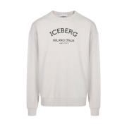 Sweatshirt met ronde hals en logo Iceberg , Gray , Heren