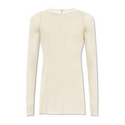 Geribbeld T-shirt Rib Rick Owens , Beige , Heren