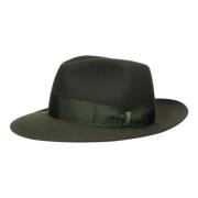 Geborsteld Vilt Breedgerande Fedora Hoed Borsalino , Green , Heren